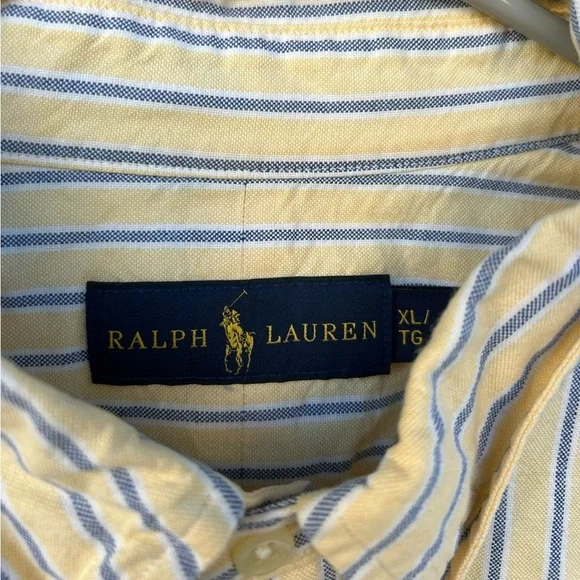 Polo Ralph Lauren Striped Button Down Dress Shirt - Size XL - Yellow - Pony - Picture 3 of 6